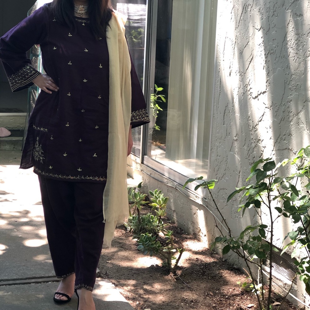 Purple Pakistani Desi Shalwar Kameez Suit 2020